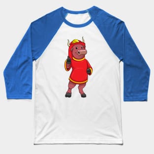 Bull as Firefighter with Helmet Baseball T-Shirt